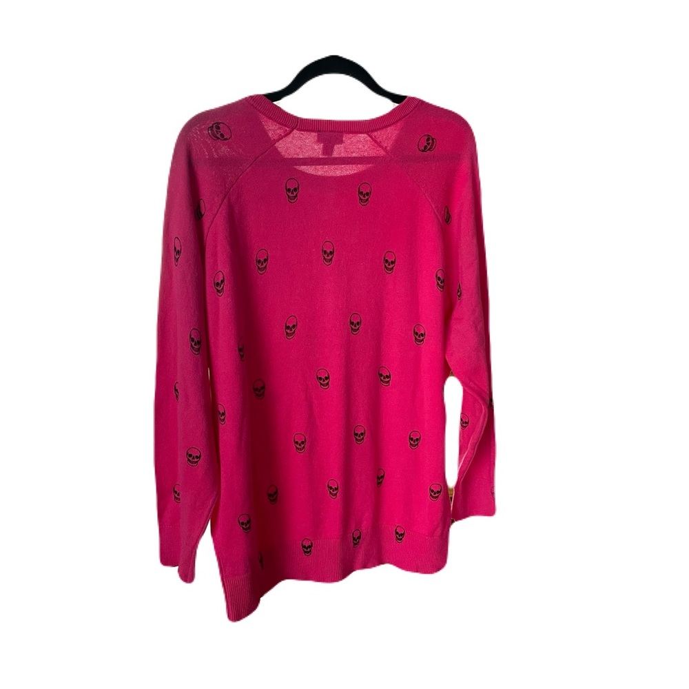 Torrid Sweater Womens Sz 1 Pink Black Skull Print Crew Neck Long Sleeve